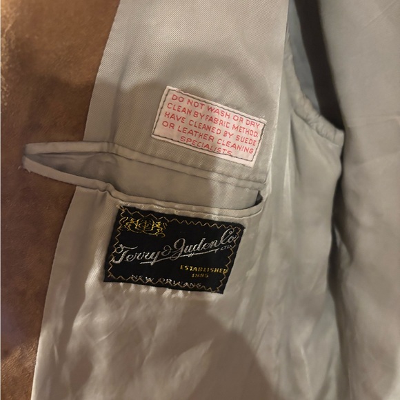 Terry lambskin suede leather tan brown blazer jacket M - Picture 8 of 12